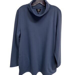 Jones NY Womens Blue Soft Knit Pullover Top W/ Pockets Size L NWT